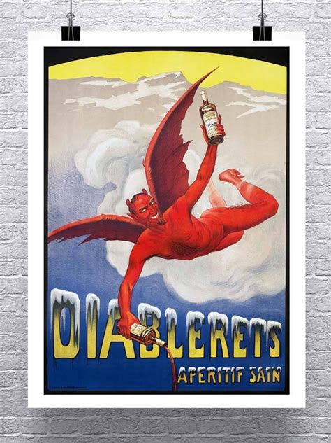 Satan Vintage Red Devil Liquor Advertising Poster Fine Art Giclee Print ...