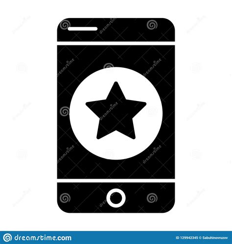 Mobile Phone with Star Solid Icon. Favorites on Smartphone Vector
