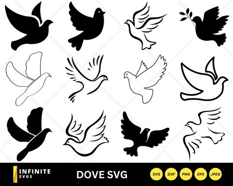 Dove Svg Dove Sihouette Pigeon Svg Birds Svg Dove Clipart Flying