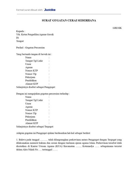 Cara Mengurus Surat Cerai Tanpa Sidang Contoh Surat Resmi