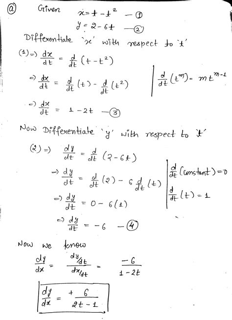 [solved] Find Dy Dx As A Function Of T For The Given Parametric