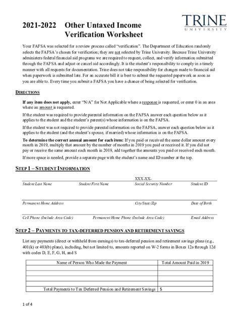 Fillable Online 2021 22 Untaxed Income Verification Worksheet Docx Fax