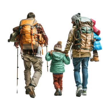 Family Go To Camping With Backpacks On Their Backs Isolated, Family, People, Boy PNG Transparent ...