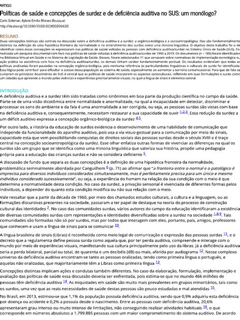 Políticas De Saúde E Concepções De Surdez E De Deficiência Auditiva No