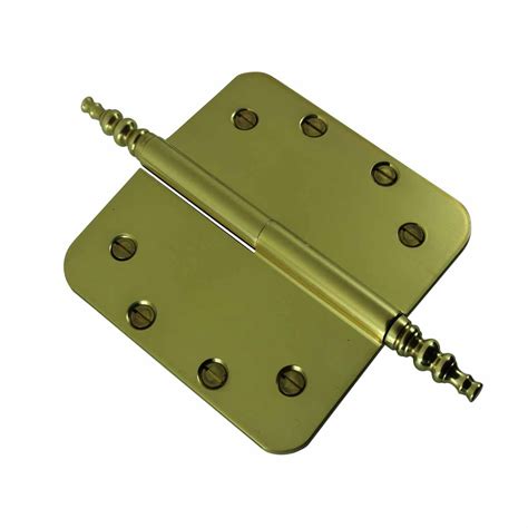 Brass Lift Off Left Door Hinge 5 Radius Steeple Tip