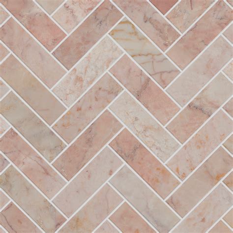 Rosalina Honed Marble Herringbone Mosaic Tile Mandarin Stone