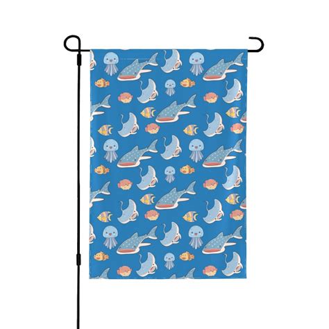 Wukai Party Shark Cute Garden Flags Double Sided Welcome Garden Yard