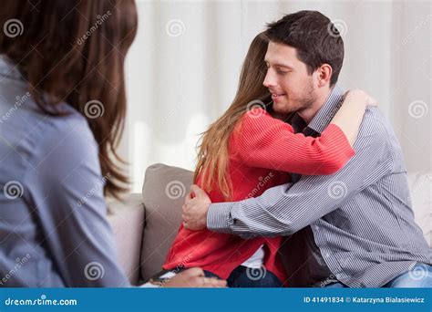 Young Couple During Psychotherapy Stock Photo Image Of Smile