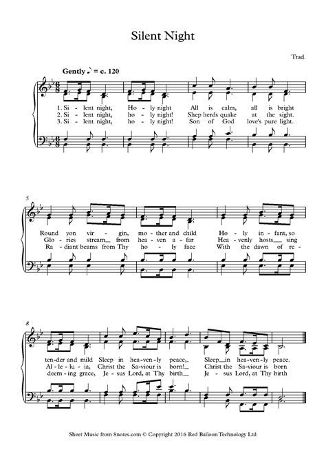 silent night music chords 1