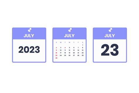 July calendar design. July 23 2023 calendar icon for schedule ...