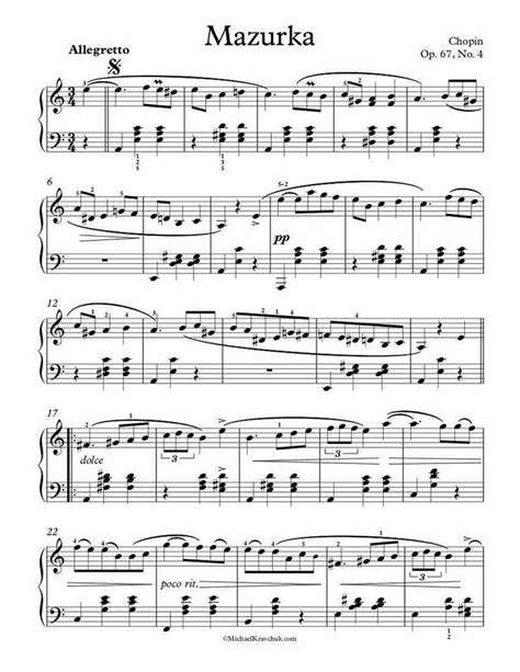 Free Piano Sheet Music Mazurka Op No Chopin Enjoy Piano