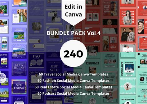 240 Social Media Canva Templates Bundle Graphic By Putra Art Creative