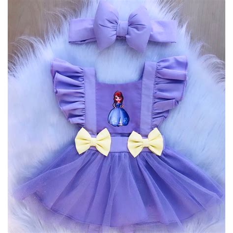 Romper Princesa Sofia Bebe Menina C Tiara Tule Mesversario Shopee Brasil