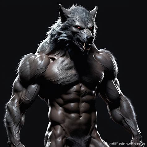 Muscular Werewolf in Dark Background | Stable Diffusion Online