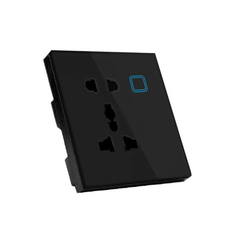 Glass Wifi Smart Universal Socket Black Aqua Electrical Switches And Sockets