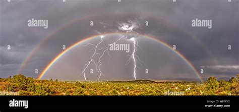 Double Rainbow and Lightning Storm approaching Chino Valley, Arizona ...