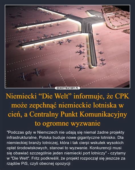 Niemiecki Welt informuje że CPK może zepchnąć niemieckie