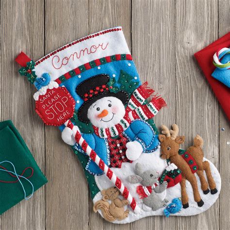 Shop Plaid Bucilla Seasonal Felt Stocking Kits Santa Stop Here