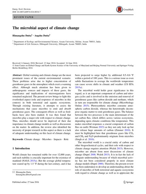 (PDF) The microbial aspect of climate change