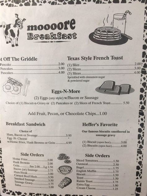 Menu at Heffer's Kountry Cafe, Ormond Beach, 603 S Yonge St