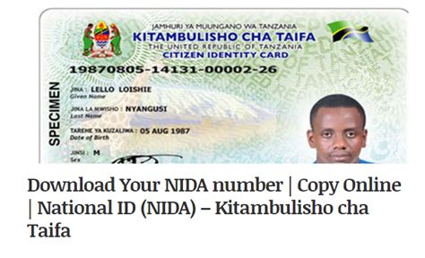 How To Download Nida Number Copy Online National Id Nida