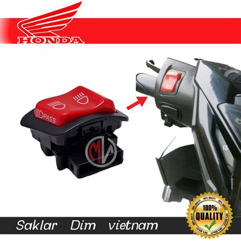 TOMBOL MERAH 4 Pin Dimmer Dim Beam Pass Button Switch 3 Function