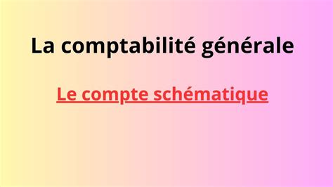 Comptabilit G N Rale Compte Sch Matique T Youtube