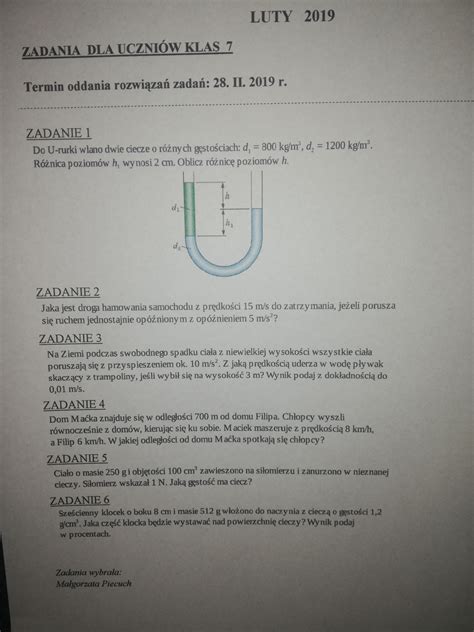 proszę pomóżcie to zależy od mojej oceny z fizyki daje naj tylko proszę