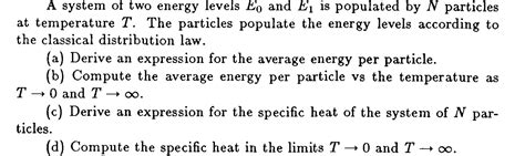 Solved A System Of Two Energy Levels E0 And E1 Is Chegg