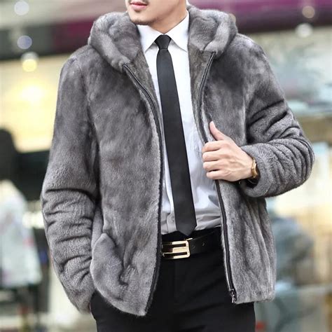 S 6xl New Fashion Men S Faux Fur Coat High Imitation Mink Fur Overcoat Zipper Hooded Coat Men