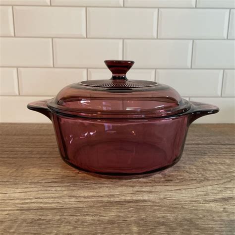 Cranberry Visions Liter Saucepot Corning Pyrex Glass Cookware Purple