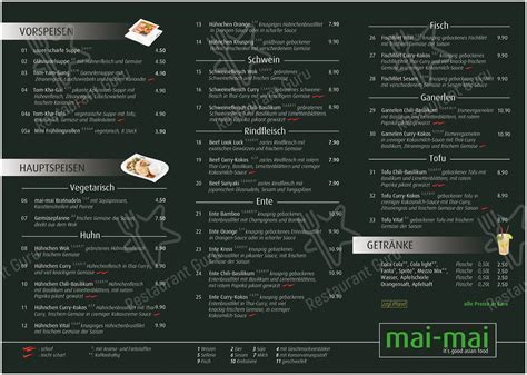 Menu At Mai Mai Restaurant Kiel