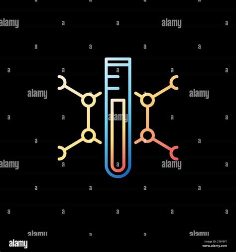 Test Tube With Chemical Compound Vector Chemistry Concept Thin Line Colorful Icon On Dark