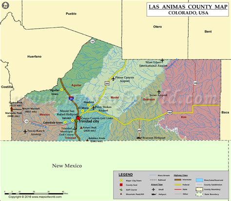 Las Animas County Map, Colorado | Map of Las Animas County, CO