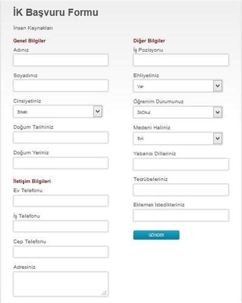 Ba Vuru Ve Bilgi Formu Rne I Word Ve Pdf Format Nda Ya Am