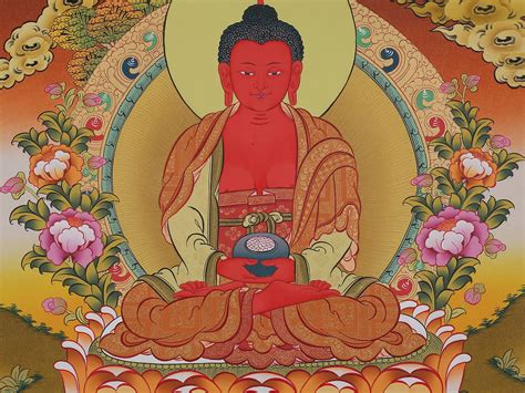 Amitabha Buddha Brocadeless Thangka Exotic India Art