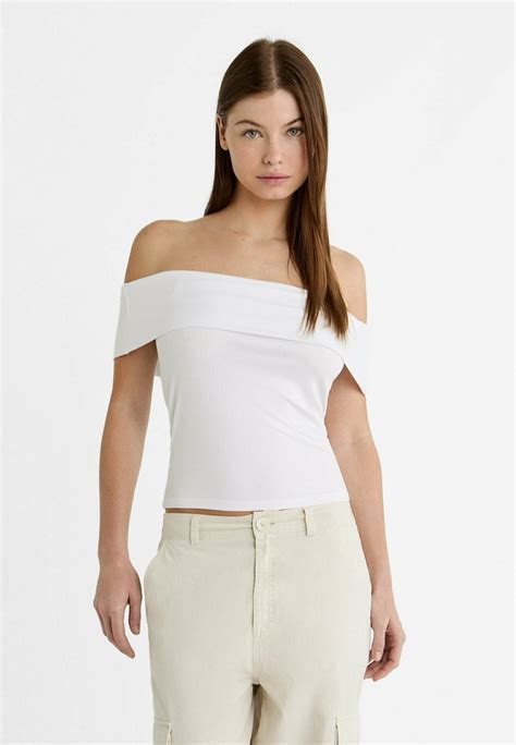 Stradivarius Off The Shoulder Top White Hvid Zalando Dk