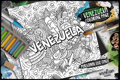 Venezuela Digital Coloring Page Latino Adult Coloring Latin Etsy