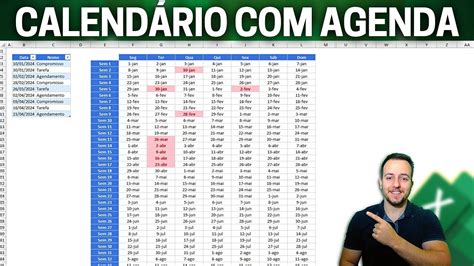 Calendário Interativo no Excel 2024 Agenda de Compromissos