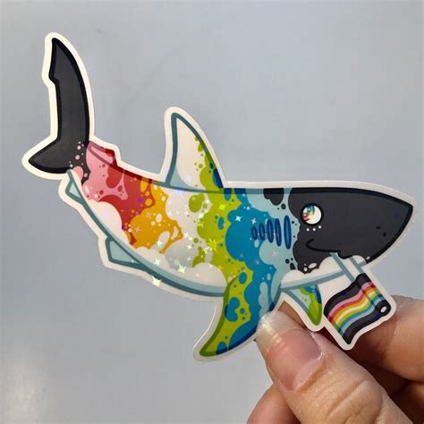 Queer Great White Shark Pride Pride Sharks Lgbt Holographic Etsy