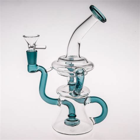 Unique Green Glass Smoking Bongs With Recylers Percs Glass Water