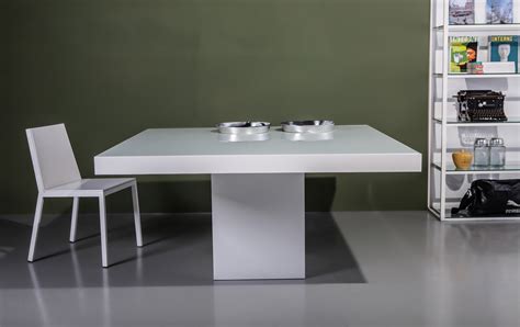 Beech White Glass on White Lacquer Dining Table | Las Vegas Furniture Store | Modern Home ...