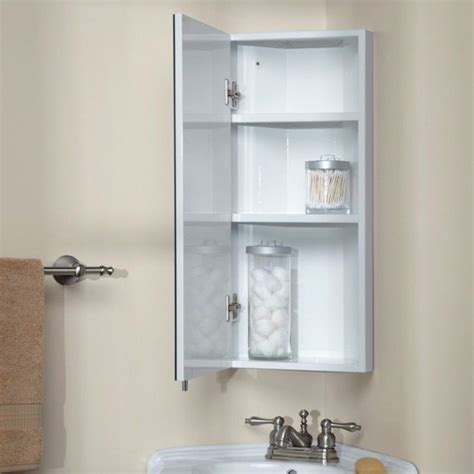 Fairmount Stainless Steel Corner Medicine Cabinet White Powder Coat Corner Medicine Cabinet