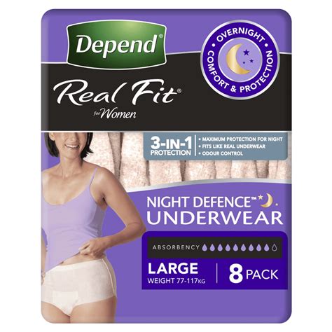 Depend Real Fit Womens Night Defence Underwear 8 Pack Allcare Warehouse