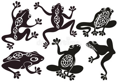 Black And White Frog Silhouettes Collection Of Vector Frogs Vector