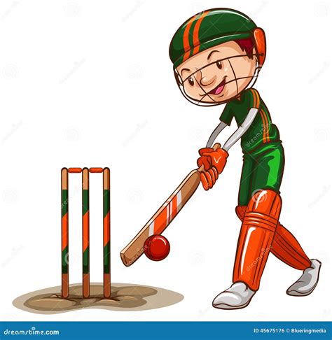 A Male Cricket Player Stock Vector Illustration Of Graphic 45675176