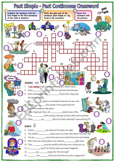 Past Simple Past Continuous Crossword Esl Worksheet By Mpotb Sexiz Pix