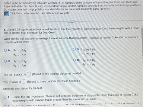 Solved Listed In The Accompanying Table Are Weights Lb Of Chegg