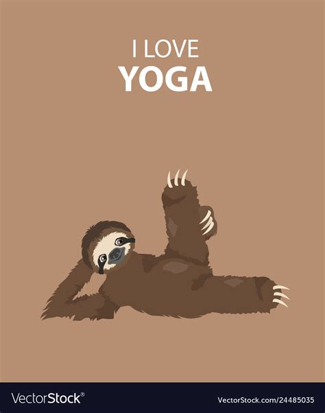 Sloth Yoga Collection Funny Cartoon Animals In Vector Image