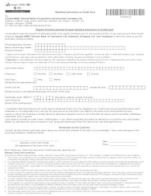 Fillable Online Si Mandate Credit Card Form Canara Hsbc Life